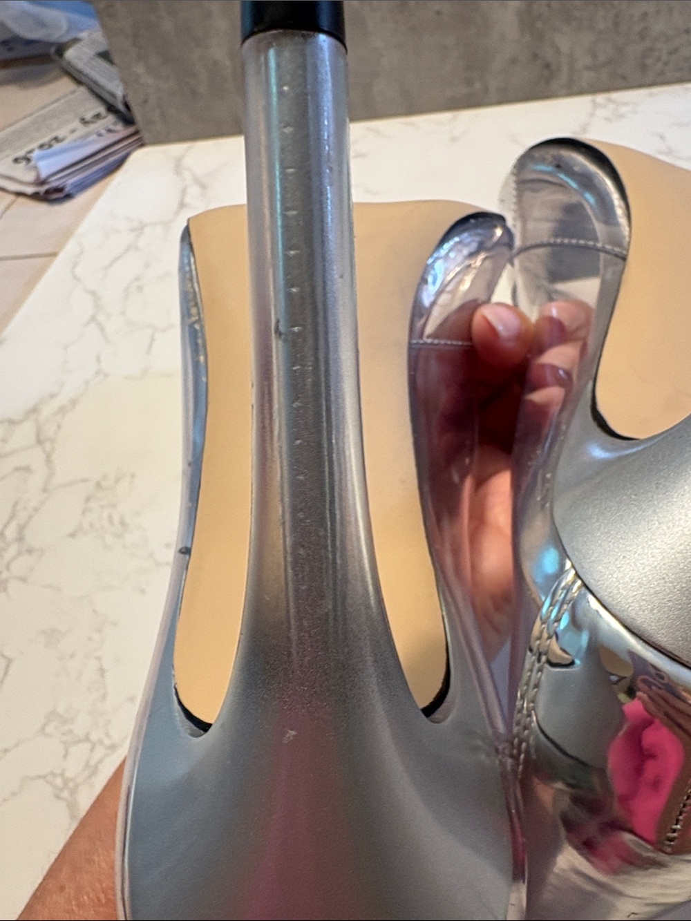 Good AmericanClear Pointed-Toe Stiletto Heels with Silver Insole size 10 cute - Picture 6 of 10